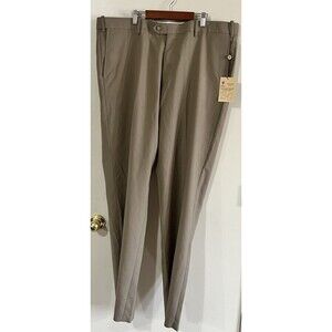 Ascott Browne Men’s 42R Unhemmed Tan Expander Pleated Dress Casual Pants NWT.